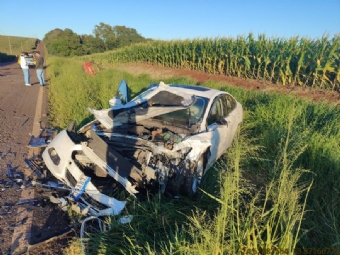 Acidente entre trs veculos na PR-180 deixa um morto e trs feridos em Cafelndia